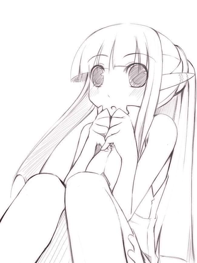 jirou (chekoro), tagme, 1girl, female focus, monochrome, purple theme, sketch, solo