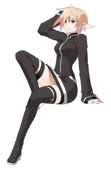 kurose, kuze (ira), original, 1girl, female focus, pointy ears, simple background, solo, thighhighs, white background, zettai ryouiki