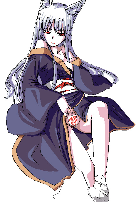 kurosho, tagme, animal ears, fox ears, japanese clothes, kimono, maebari, solo