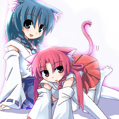 hoshi umi, original, lowres, animal ears, cat ears, cat tail, japanese clothes, miko, tail