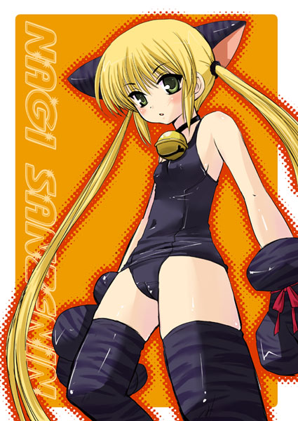 asai ichiko, sanzen'in nagi, hayate no gotoku!, 00s, one-piece swimsuit, school swimsuit, solo, swimsuit, thighhighs