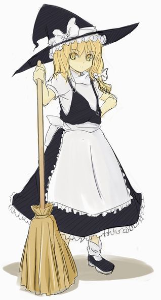 nanami natsuki, nanaumi natsuki, kirisame marisa, touhou, 1girl, blonde hair, broom, female focus, hat, solo, witch, witch hat