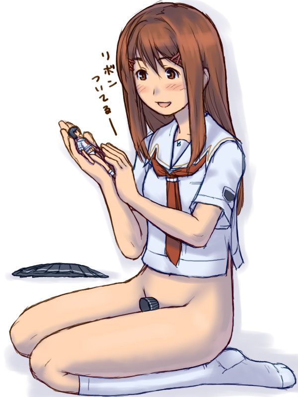 hoshino yuumi, kimi kiss, blush, bottomless, kneehighs, school uniform, serafuku, socks, solo