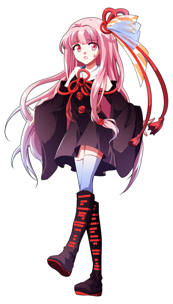 dairi, kotonoha akane, voiceroid, commentary request, highres, large variant set, variant set, 1girl, :o, a-pose, bare shoulders, black dress, blue thighhighs, blunt bangs, boots, detached sleeves, dress, flat chest, floating hair, flower, full body, gradient boots, gradient clothes, gradient dress, gradient hair, gradient thighhighs, hair tubes, knee boots, long hair, long sleeves, looking at viewer, multicolored boots, multicolored hair, neck ribbon, open mouth, pink hair, purple boots, purple dress, purple hair, red boots, red eyes, red ribbon, ribbon, rose, short dress, simple background, solo, standing, sweatdrop, tachi-e, thighhighs, transparent background, white thighhighs, wide sleeves, zettai ryouiki