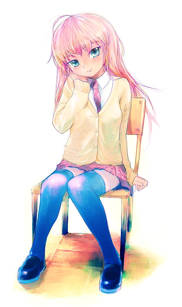 mekarauroko, original, cardigan, school uniform, serafuku, solo, thighhighs, zettai ryouiki