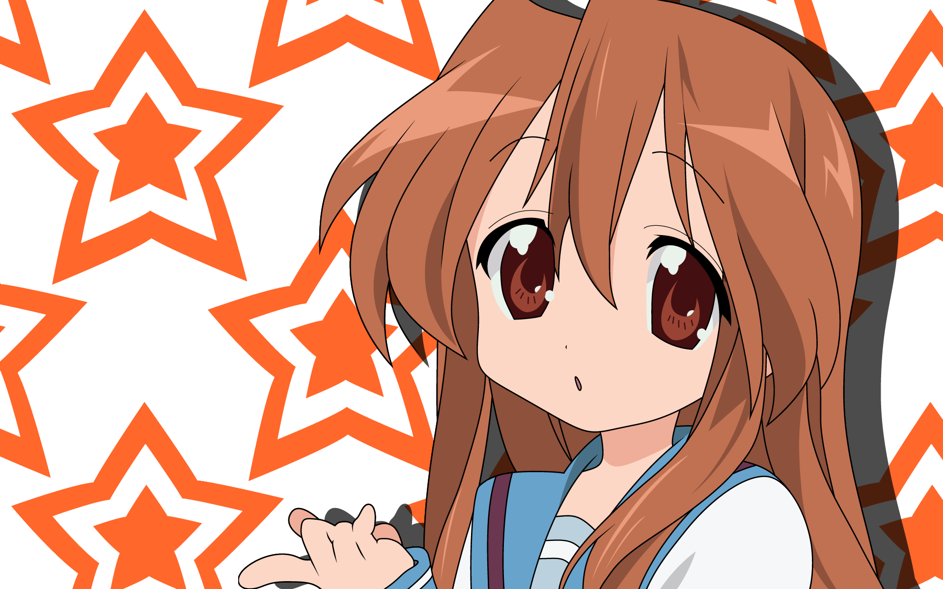 asahina mikuru, lucky star, suzumiya haruhi no yuuutsu, derivative work, highres, vector trace, 00s, crossover, solo, star (symbol)