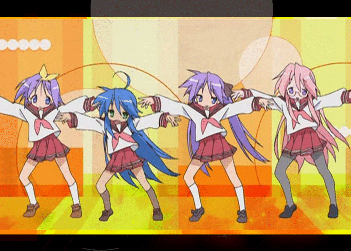 houraisan kaguya, inaba tewi, reisen udongein inaba, yagokoro eirin, lucky star, motteke! serafuku, touhou, animated, animated gif, thumbnail surprise, 6+girls, animal ears, black hair, female focus, indoors, long hair, multiple girls, non-repeating animation, oekaki, pantyhose, parody, purple hair, rabbit ears, short hair, very long hair