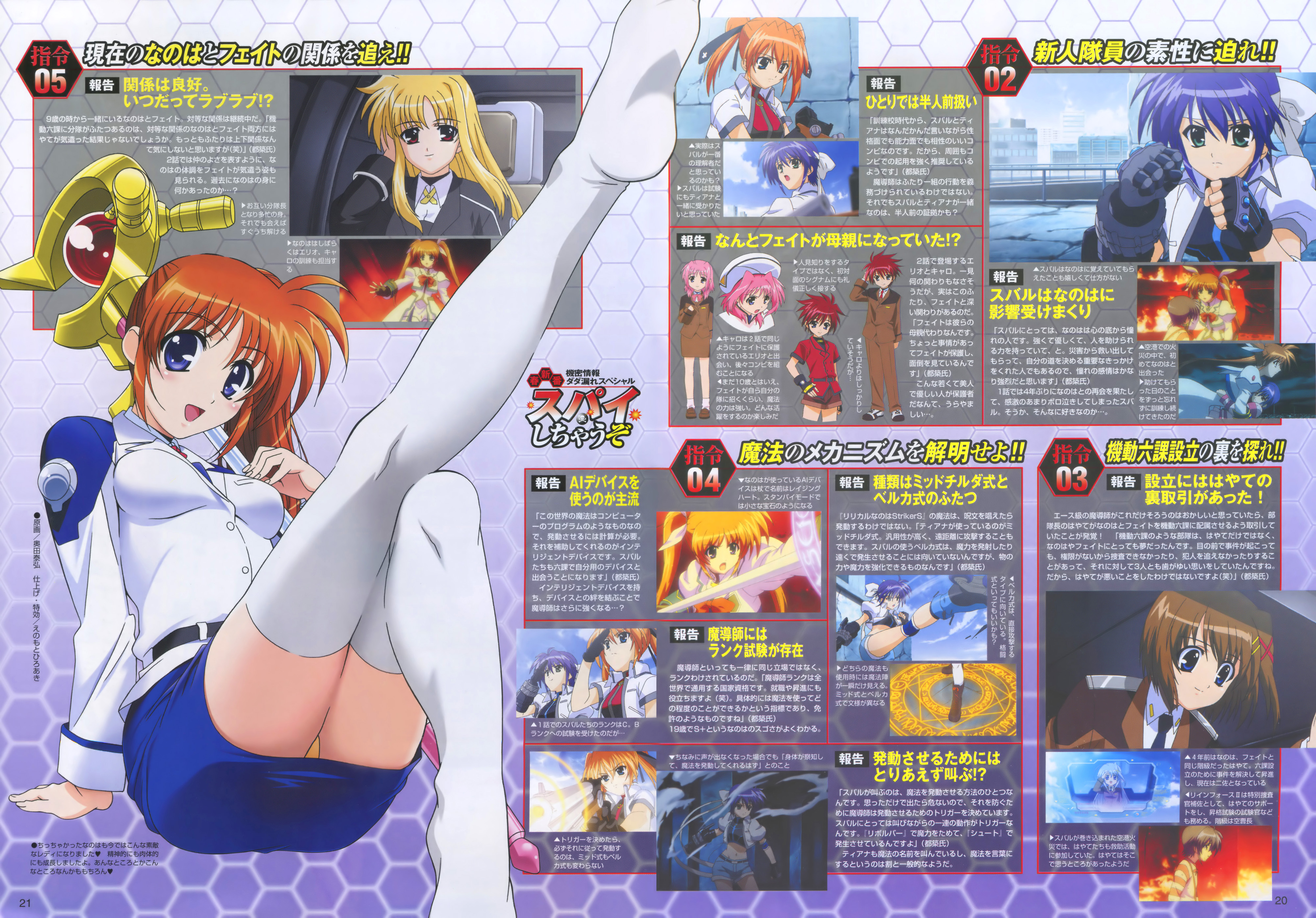 okuda yasuhiro, caro ru lushe, erio mondial, fate testarossa, raising heart, raising heart (accel mode), reinforce zwei, revolver knuckle, subaru nakajima, takamachi nanoha, teana lanster, yagami hayate, lyrical nanoha, mahou shoujo lyrical nanoha, mahou shoujo lyrical nanoha strikers, absurdres, highres, 00s, 1boy, 5girls, aged down, ahoge, aiming, alternate costume, arms up, blonde hair, blue hair, bow, brown hair, carrying, carrying under arm, coat, fighting stance, fingerless gloves, fire, gauntlets, gloves, gun, hair ornament, hair ribbon, hairclip, handgun, hat, headband, hug, inline skates, jacket, kicking, long hair, magazine (weapon), magic circle, magical boy, magical girl, military, military uniform, miniskirt, multiple girls, neck ribbon, necktie, open clothes, open jacket, orange hair, orange panties, panties, pantyshot, pink hair, ponytail, raglan sleeves, red bow, red hair, ribbon, roller skates, salute, short twintails, side ponytail, single fingerless glove, single gauntlet, sitting, skates, skirt, striped sleeves, thighhighs, twintails, underwear, weapon, x hair ornament