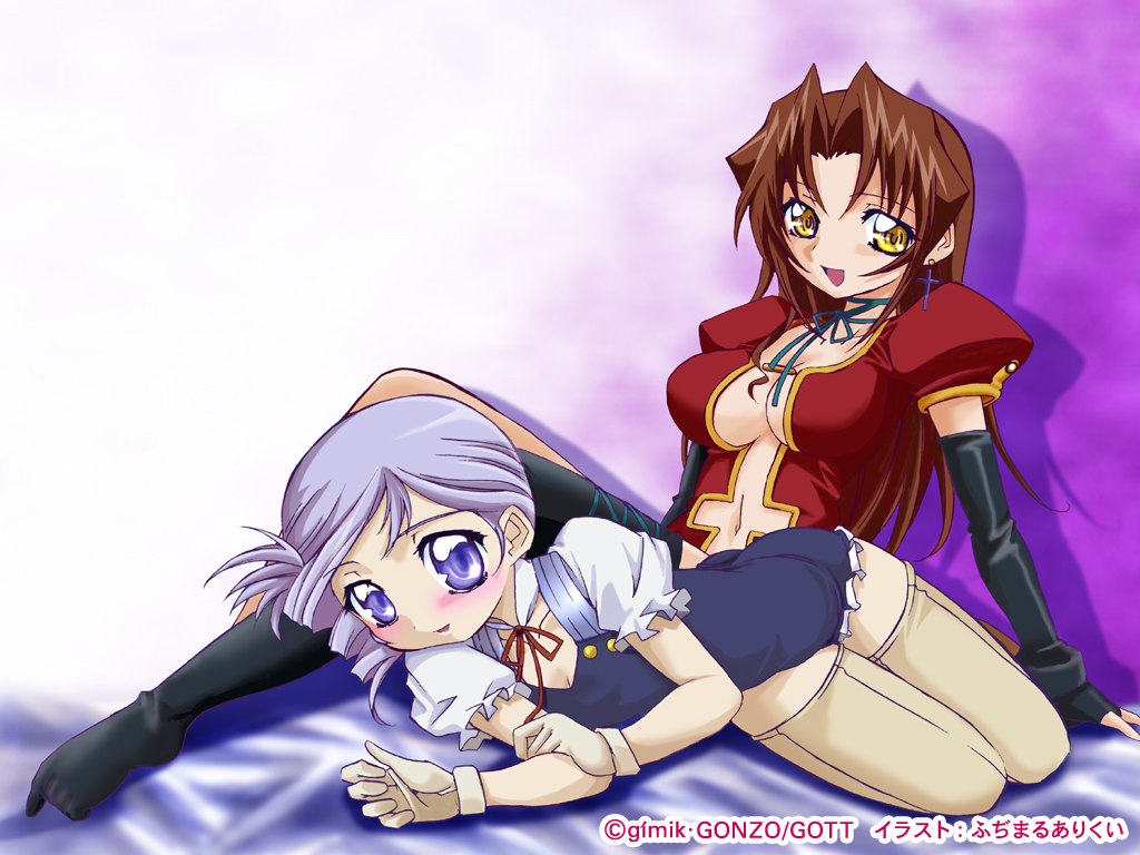 fujimaru arikui, eclair (kiddy grade), lumiere (kiddy grade), kiddy grade, non-web source, 00s, 2girls, episode12, eyecatch, leotard, multiple girls, thighhighs
