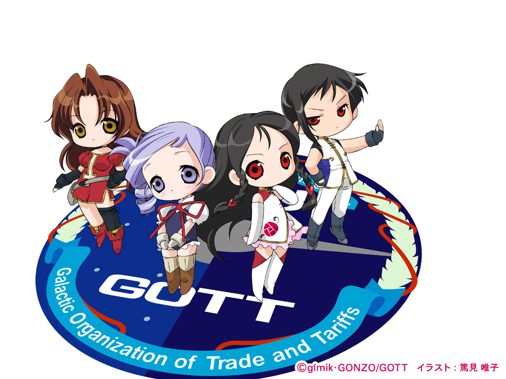 tokumi yuiko, eclair (kiddy grade), lumiere (kiddy grade), tweedledee (kiddy grade), tweedledee (wonderland), tweedledum (kiddy grade), tweedledum (wonderland), kiddy grade, non-web source, 00s, 1boy, 3girls, chibi, china dress, chinese clothes, dress, episode8, eyecatch, leotard, multiple girls, neffy, thighhighs
