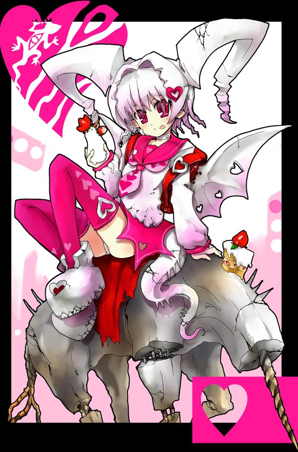 pfaltz, pfalz, original, bat wings, horns, panties, pantyshot, solo, thighhighs, underwear, wings