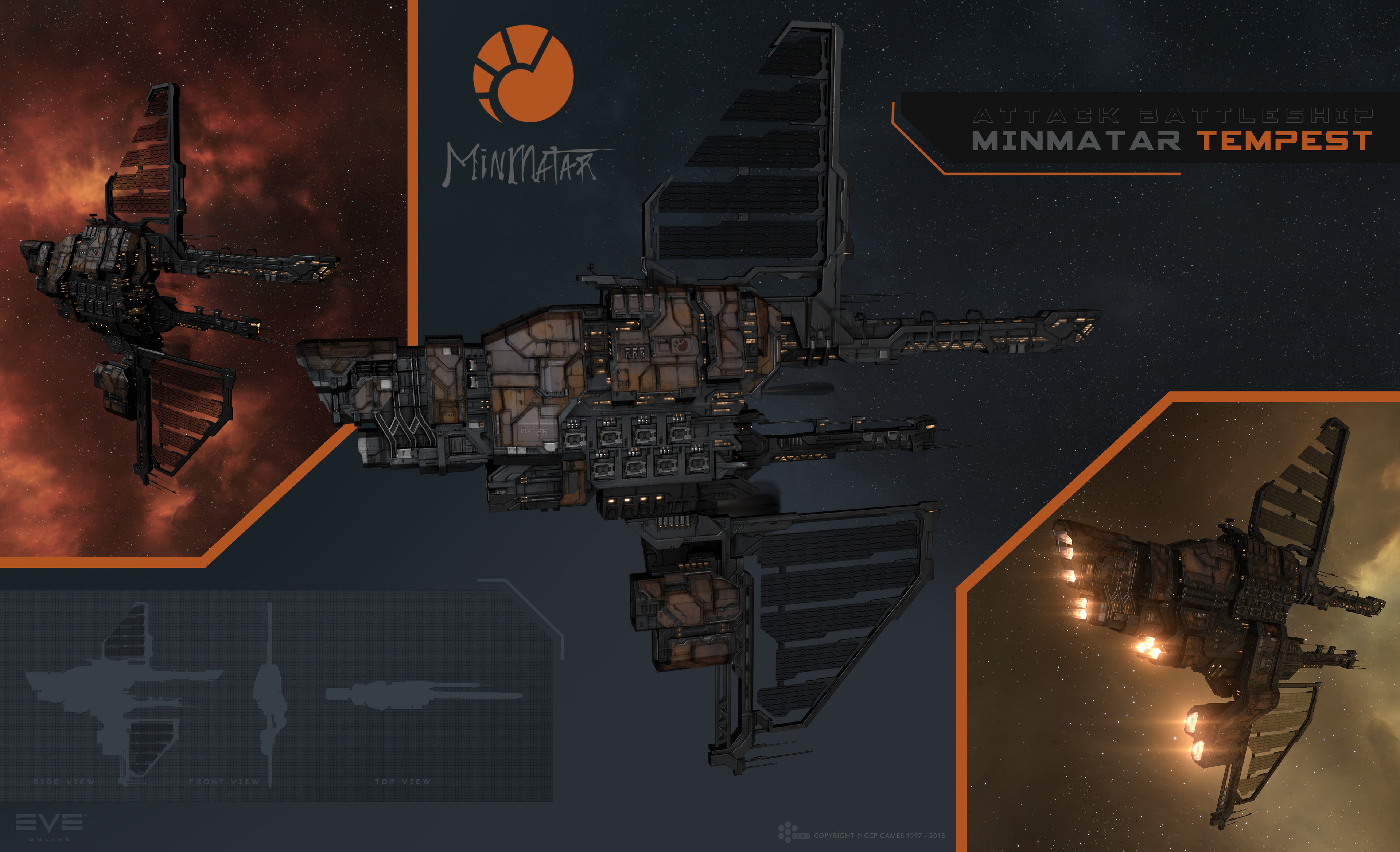 eve online, absurdres, commentary, english commentary, highres, maya (medium), 3d, attack ship (eve online), battleship (eve online), cloud, company logo, company name, copyright logo, copyright name, dark background, dated, fire, flying, glowing, grey background, grid, logo, military vehicle, minmatar logo (eve online), minmatar republic (eve online), no humans, outdoors, radar, radio antenna, realistic, science fiction, solar panel, space, spacecraft, star (sky), starry sky background, tempest (eve online), thrusters, thukker mix (eve online), vehicle focus, vehicle name, ymir jonsson