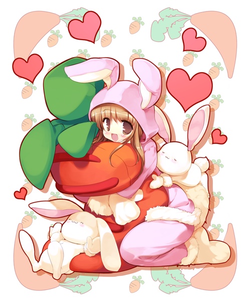 hanpen, tagme, animal ears, pajamas, rabbit ears, solo, stuffed animal, stuffed toy