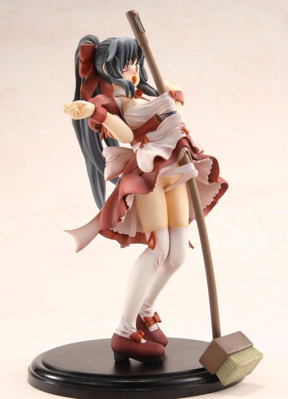 mirim ixus, crimson grave, photo (medium), 1girl, broom, female focus, figure, figure (medium), maid, panties, solo, thighhighs, underwear