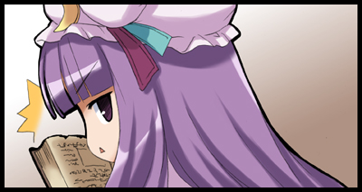 r-type nirvana, patchouli knowledge, touhou, lowres, 1girl, ^^^, book, female focus, solo