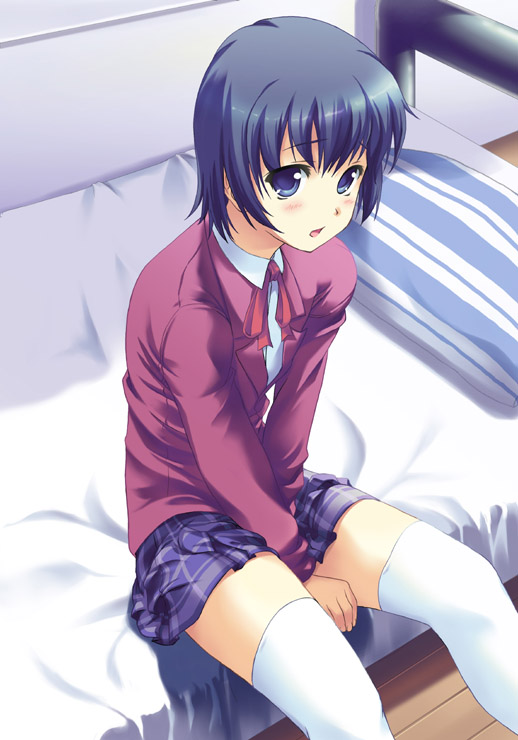 mifumi takafumi, 1girl, female focus, miniskirt, school uniform, serafuku, skirt, solo, thighhighs, zettai ryouiki