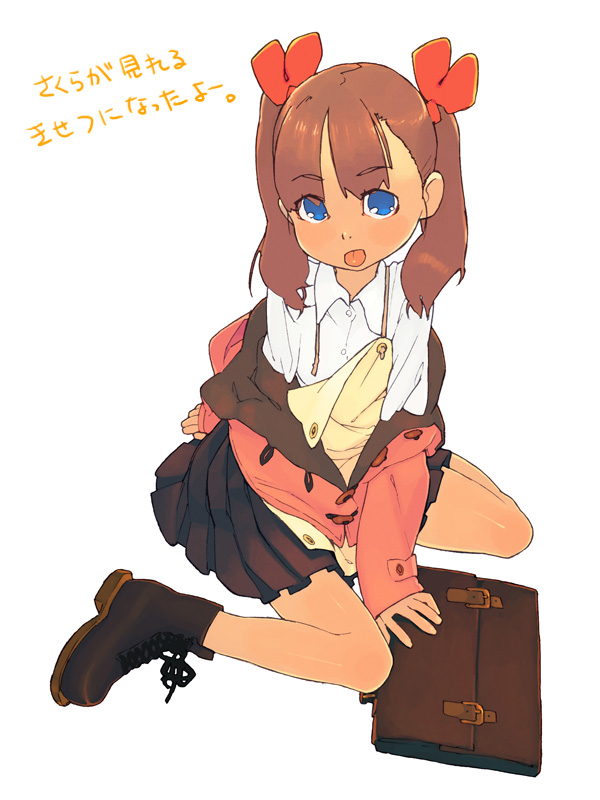 ryo chimo, original, translated, :p, school uniform, serafuku, solo, tongue, tongue out, twintails