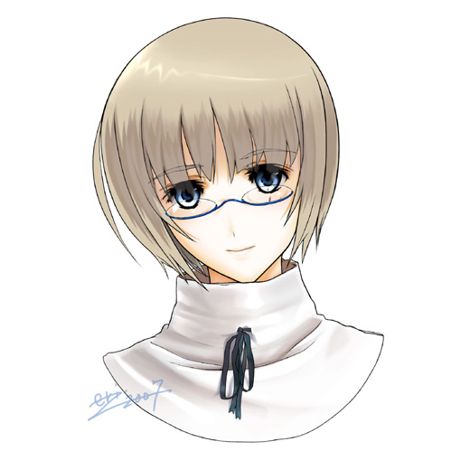 eri (artist), baroque (sound horizon), elysion, sound horizon, blue eyes, glasses, short hair, solo