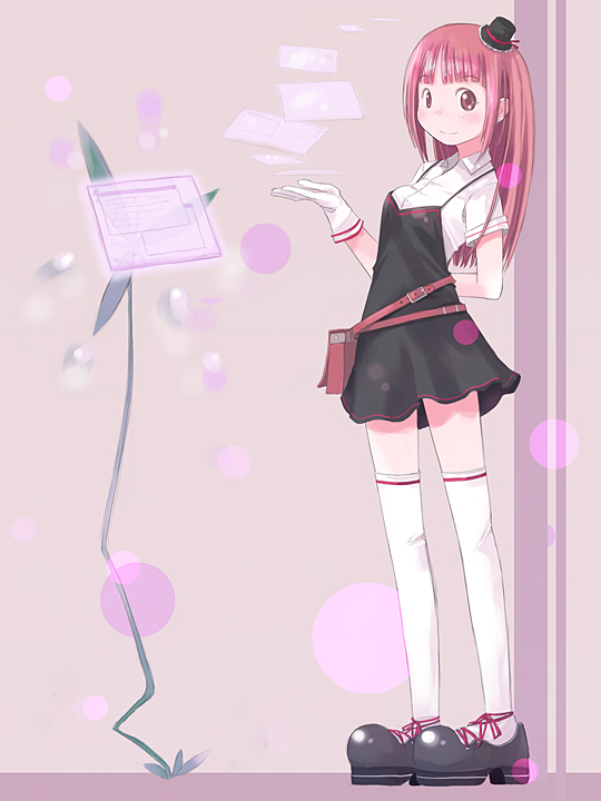 shiba yuusuke, original, 1girl, brown eyes, brown hair, dress, female focus, legs, long hair, solo, thighhighs