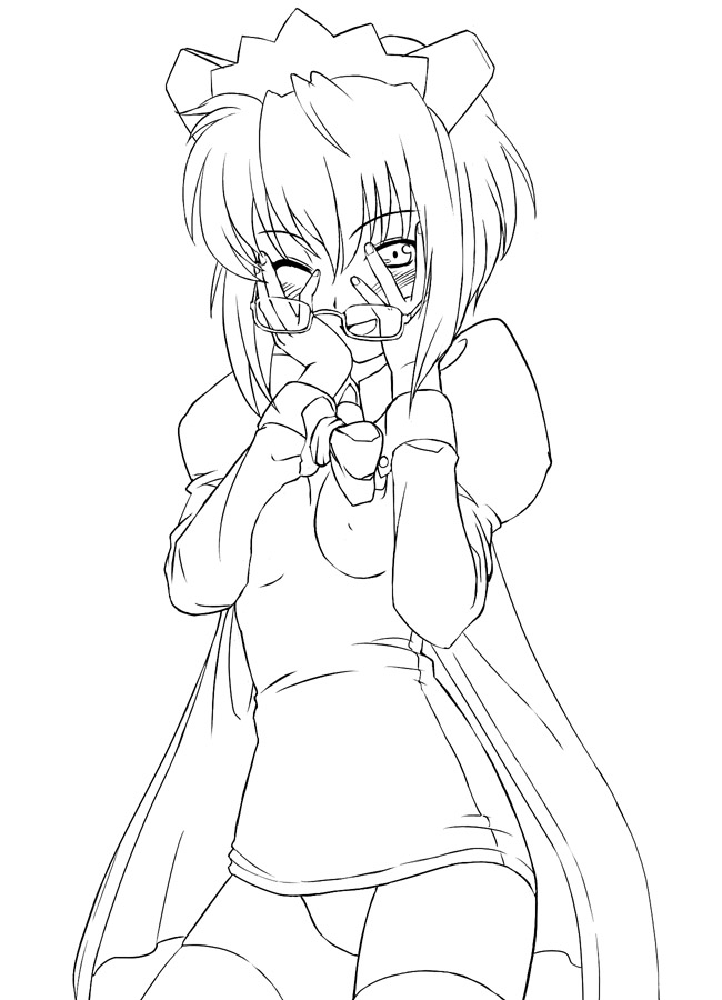 michael f91, 2k-tan, os-tan, tagme, glasses, greyscale, monochrome, solo, thighhighs
