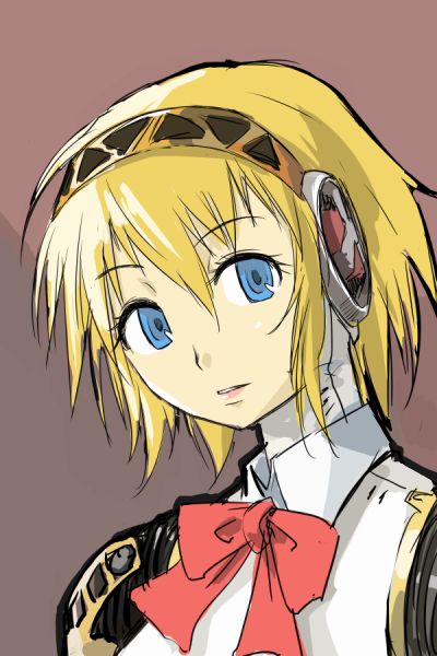 michael f91, aigis (persona), atlus, persona, persona 3, blonde hair, blue eyes, short hair, solo
