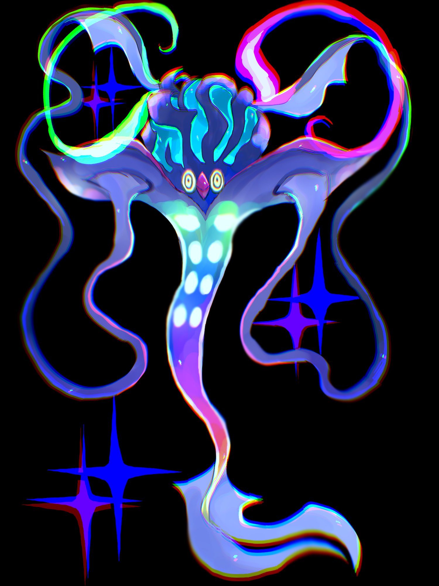 malamar, mega malamar, nintendo, pokemon, artist request, highres, black sclera, closed mouth, colored sclera, full body, gen 6 pokemon, looking at viewer, mega pokemon, narrowed eyes, no humans, pokemon (creature), pokemon focus, solo, tentacles, yellow eyes