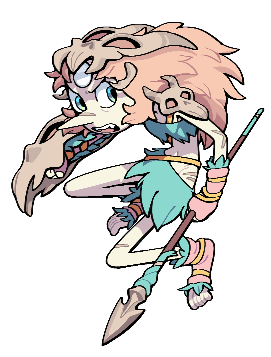 discount-supervillain, pearl (steven universe), steven universe, highres, 1girl, alternate costume, alternate hair length, alternate hairstyle, blue eyes, forehead jewel, gem, gem (steven universe), holding, midriff, navel, open mouth, pale skin, pearl (species) (steven universe), pointy nose, polearm, scar, scar on face, skirt, solo, spear, toes, toon (style), weapon