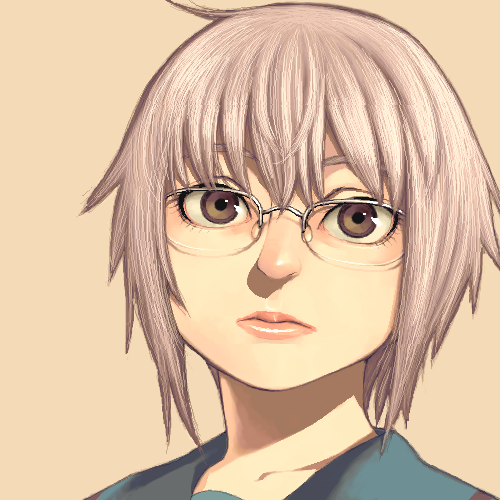 hijiri rei, nagato yuki, suzumiya haruhi no yuuutsu, lowres, 00s, glasses, lips, nose, oekaki, profile, short hair