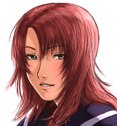 jango-joe, juliet nao zhang, lang, my-hime, lowres, 00s, 1girl, androgynous, blush, brown eyes, female focus, light smile, lips, long hair, looking at viewer, parted lips, portrait, red hair, school uniform, serafuku, solo, upper body