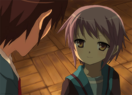 inui nagi, kyon, nagato yuki, suzumiya haruhi no yuuutsu, lowres, 00s, cardigan, school uniform, serafuku, smile
