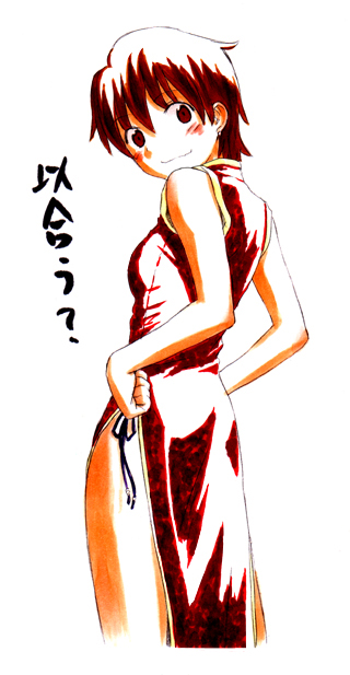 jas (littlecrime), fujimura taiga, fate/stay night, fate (series), 00s, china dress, chinese clothes, dress, short hair, solo
