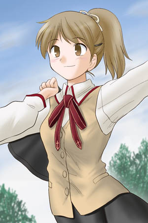 fujimura taiga, fate/stay night, fate (series), lowres, 00s, homurabara academy school uniform, ponytail, school uniform, serafuku, solo