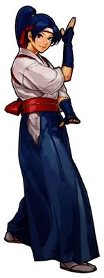 hiroaki (kof), todoh kasumi, toudou kasumi, ryuuko no ken, snk, the king of fighters, the king of fighters xi, lowres, official art, 1girl, arm warmers, blue hair, blue hakama, dougi, female focus, fighting stance, full body, geta, hakama, hakama skirt, headband, japanese clothes, kimono, looking at viewer, ponytail, sash, shoes, simple background, skirt, socks, solo, standing, tabi, white background, white socks