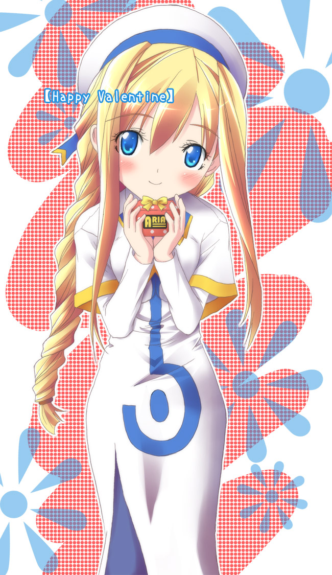 nanase yuuji, alicia florence, aria (manga), md5 mismatch, resolution mismatch, source smaller, 00s, 1girl, blue pantyhose, dress, female focus, happy valentine, high collar, pantyhose, solo, valentine