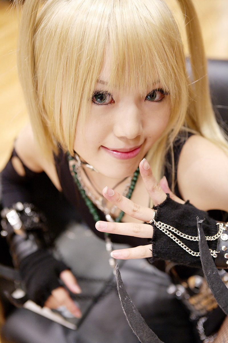 kipi-san, amane misa, death note, real life, cosplay photo, highres, photo (medium), 1girl, asian, cosplay, female focus, fishnet pantyhose, fishnets, pantyhose, solo, two side up
