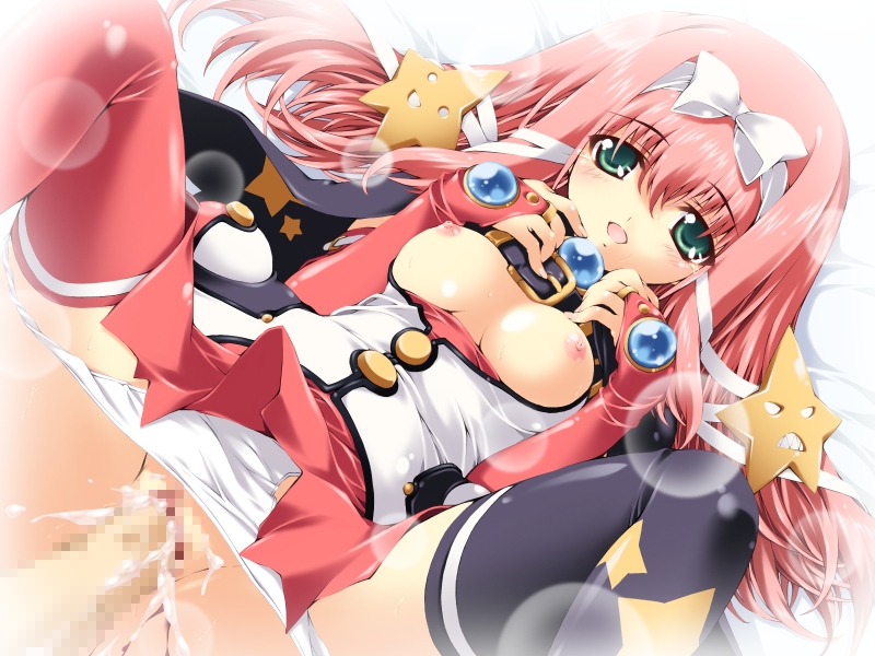 mitsuki mantarou, endou ifrina, figu@mate, game cg, 1boy, 1girl, breasts, censored, hetero, mosaic censoring, penis, pink hair, pov, sex, solo focus, thighhighs, vaginal
