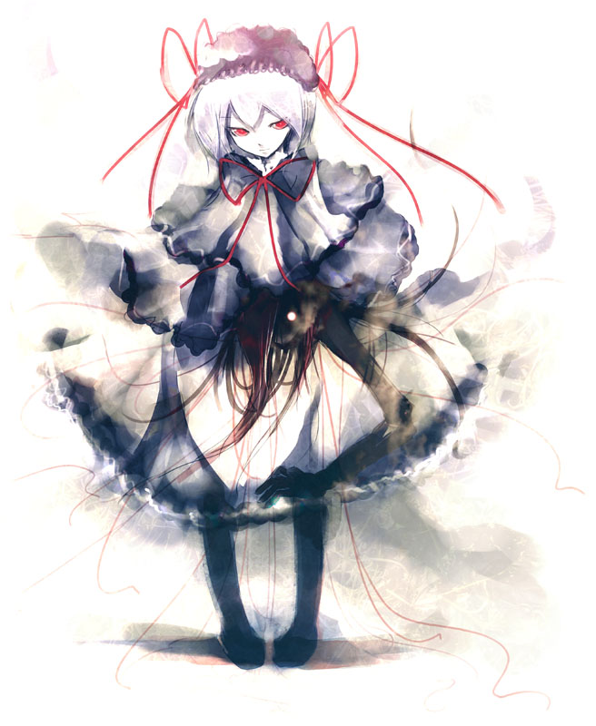 kei (keigarou), elfriede (arcana heart), lieselotte achenbach, aq interactive, arcana heart, atlus, examu, 1girl, albino, female focus, gothic lolita, lolita fashion, puppet, red eyes, ribbon, solo, white hair