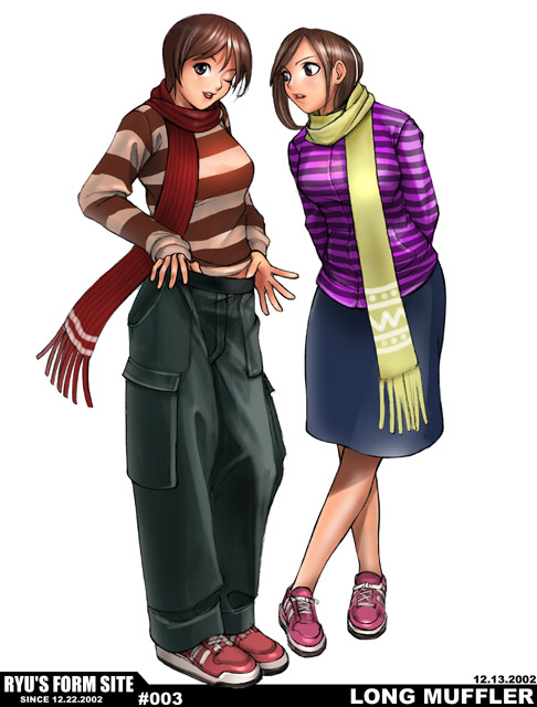 ryu (ryu's form site), non-web source, no socks, scarf, shoes, short hair, sneakers, sweater, tomboy
