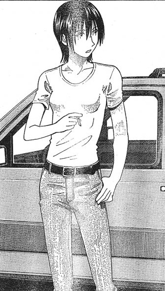 azuma kiyohiko, torako (yotsubato!), yotsubato!, non-web source, 1girl, androgynous, car, cigarette, female focus, fiat panda, greyscale, monochrome, motor vehicle, reverse trap, short hair, smoking, solo, tomboy