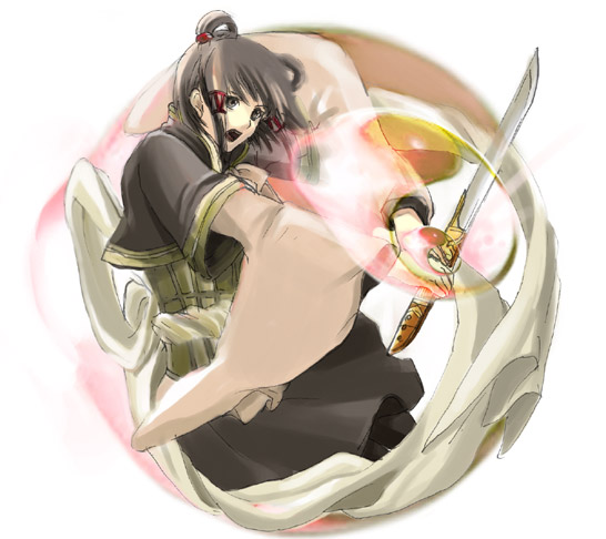 hashiba rin, lyon (suikoden), gensou suikoden, gensou suikoden v, 1girl, female focus, nagimaki, polearm, solo, sword, weapon