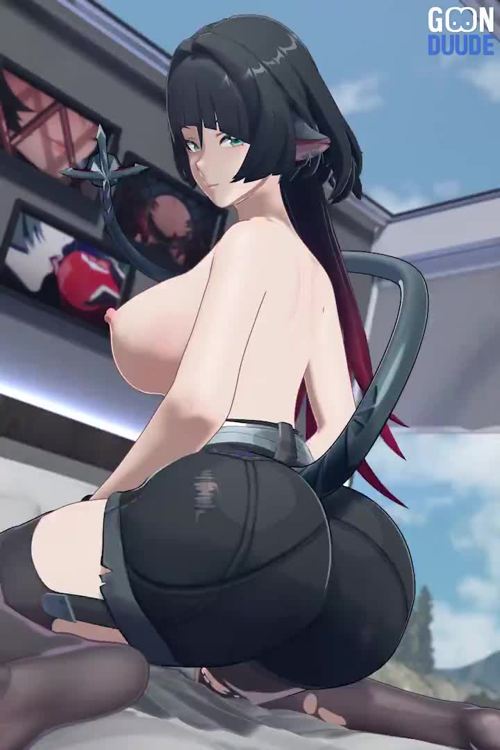 goonduude, jane doe (zenless zone zero), zenless zone zero, animated, sound, tagme, video, animal ears, ass, ass shake, breasts, feet, huge ass, huge breasts, huge nipples, looking at viewer, mouse ears, music, nipples, soles, solo, tail, thighhighs, thighs, torn clothes, torn thighhighs, twerking