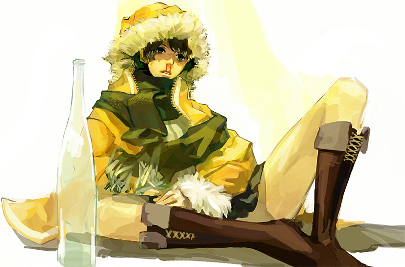 panamaman, black boots, blood, boots, bottle, drunk, hood, nosebleed, scarf, solo