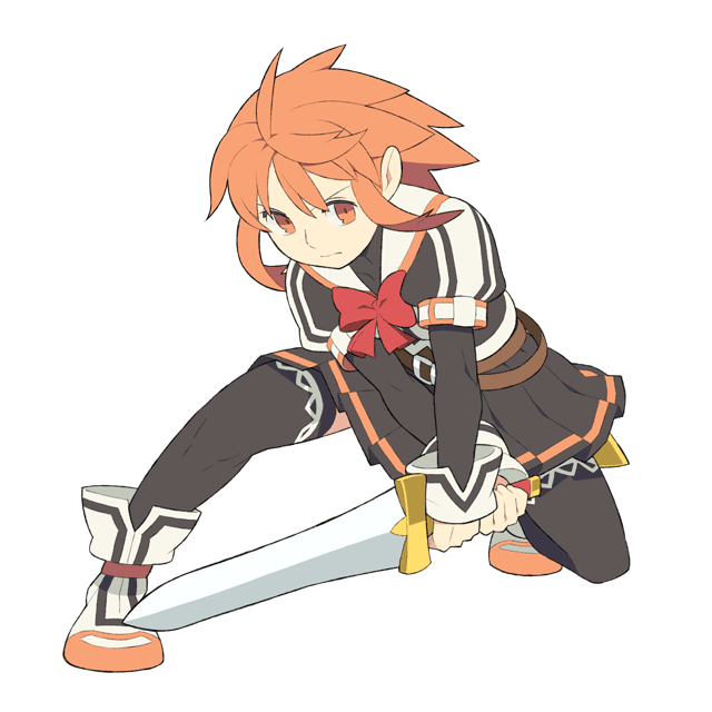itsumo nokoru, human (totomono), acquire, ken to mahou to gakuen mono, 1girl, female focus, red eyes, red hair, solo, sword, thighhighs, weapon