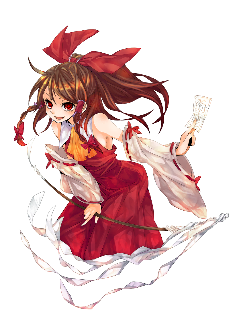 koushi rokushiro, hakurei reimu, touhou, bad id, bad pixiv id, 1girl, female focus, japanese clothes, miko, ribbon, simple background, solo, white background