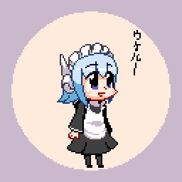 sakuemon, fumimi, 3ldkm, lowres, tagme, black pantyhose, maid, pantyhose, pixel art, solo