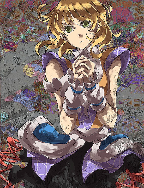 hac, hashiko (pecopom), mizuhashi parsee, touhou, bad id, bad pixiv id, 1girl, blonde hair, female focus, green eyes, solo