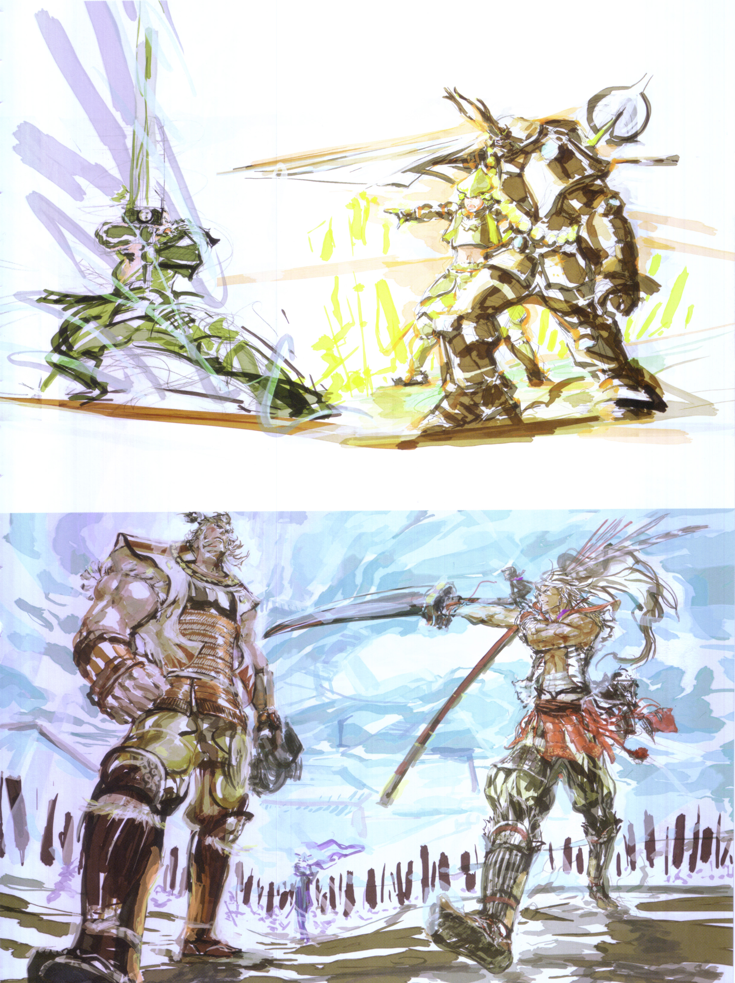 tsuchibayashi makoto, honda tadakatsu, honda tadakatsu (sengoku basara), maeda keiji, maeda keiji (sengoku basara), shimazu yoshihiro, tokugawa ieyasu, tokugawa ieyasu (sengoku basara), toyotomi hideyoshi (sengoku basara), sengoku basara, absurdres, highres, 00s, 5boys, armor, male focus, multiple boys, sword, weapon