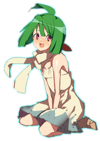 hifumi chiyoko, ranka lee, macross, macross frontier, bad id, bad pixiv id, 00s, 1girl, ankle boots, blush, boots, brown boots, dress, female focus, full body, looking at viewer, red eyes, scarf, simple background, sitting, solo, wariza, white background, yellow dress, yellow scarf