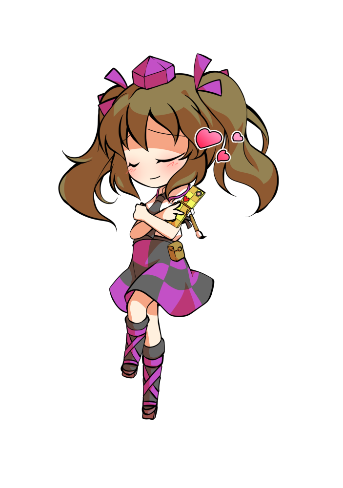 dairi, himekaidou hatate, touhou, commentary request, large variant set, variant set, 1girl, black necktie, black socks, brown hair, cellphone, checkered clothes, checkered skirt, chibi, chibi only, flip phone, full body, geta, hat, holding, holding phone, long hair, necktie, phone, purple hat, shirt, skirt, socks, solo, tachi-e, tengu-geta, tokin hat, transparent background, twintails, white shirt