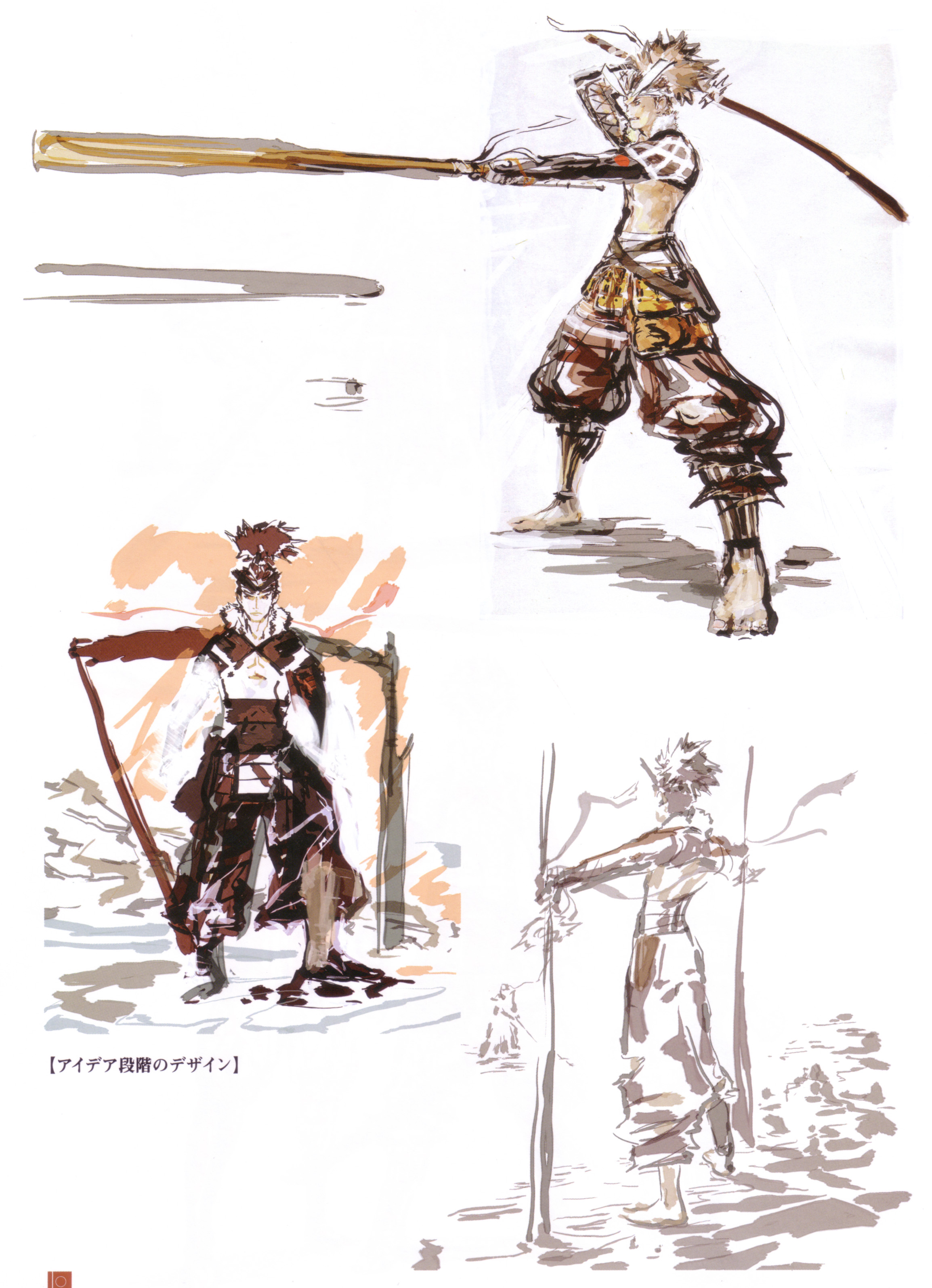tsuchibayashi makoto, miyamoto musashi, sengoku basara, absurdres, highres, 00s, armor, headband, male focus, oar